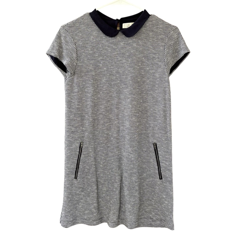 Zara‎ Girls Soft Collection Shift Dress Navy Check Houndstooth 13-14 Peter Pan